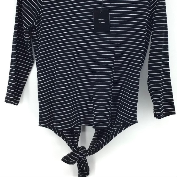 Code X Mode Navy Stripe Back Tie T-Shirt Top - Picture 3 of 6